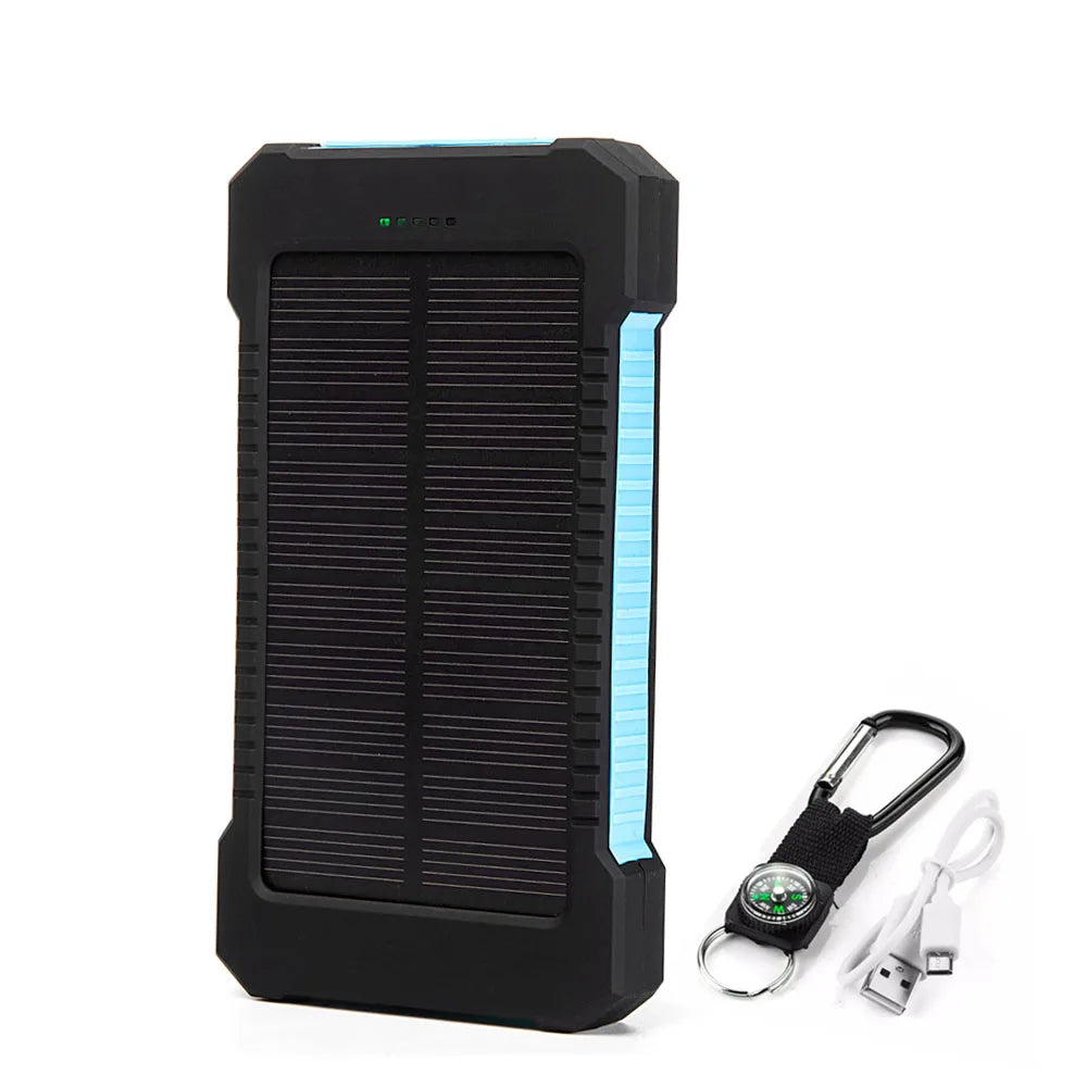 Solar Power Bank 20000mah Portable Waterproof External Battery Powerbank 20000 mah Phone Charger LED PoverBank For iphone huawei