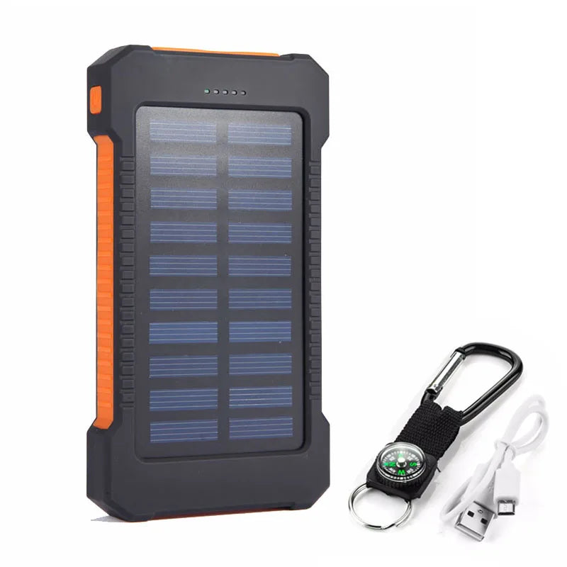 Solar Power Bank 20000mah Portable Waterproof External Battery Powerbank 20000 mah Phone Charger LED PoverBank For iphone huawei