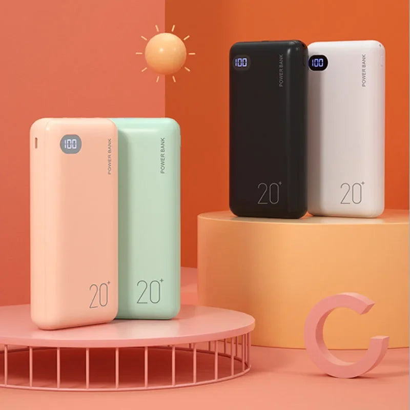 New Power Bank 20000mAh External Portable Charger Powerbank 2.1A Fast Charging LED Display Phone Charger for Smart Phone