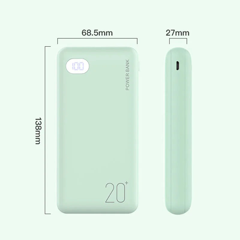 New Power Bank 20000mAh External Portable Charger Powerbank 2.1A Fast Charging LED Display Phone Charger for Smart Phone