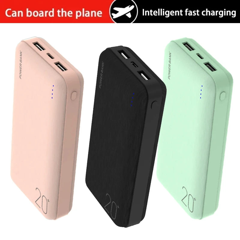 New Power Bank 20000mAh External Portable Charger Powerbank 2.1A Fast Charging LED Display Phone Charger for Smart Phone