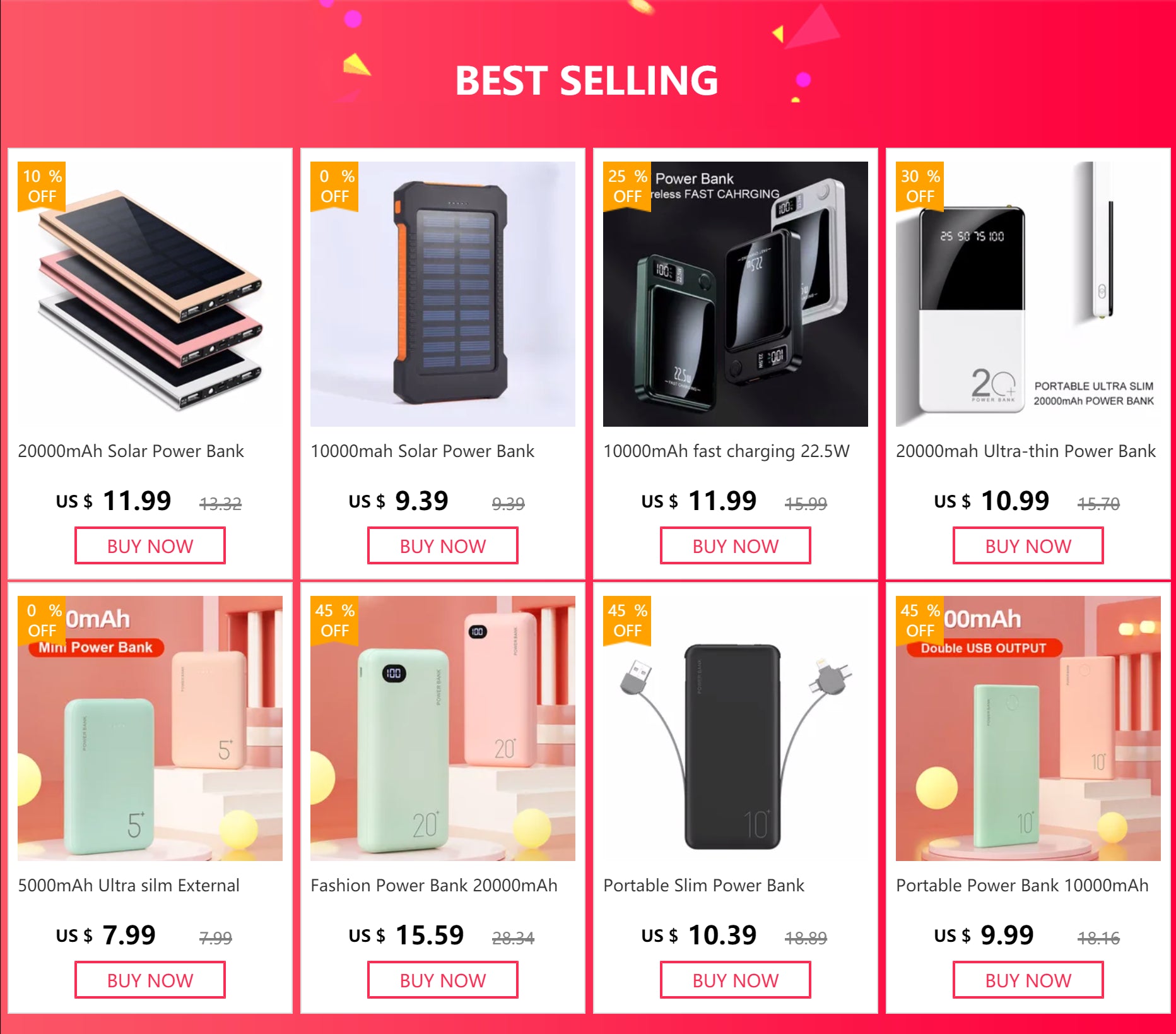 Solar Power Bank 20000mah Portable Waterproof External Battery Powerbank 20000 mah Phone Charger LED PoverBank For iphone huawei