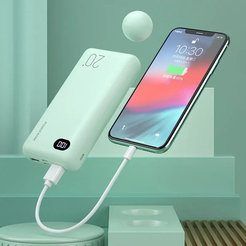 New Power Bank 20000mAh External Portable Charger Powerbank 2.1A Fast Charging LED Display Phone Charger for Smart Phone