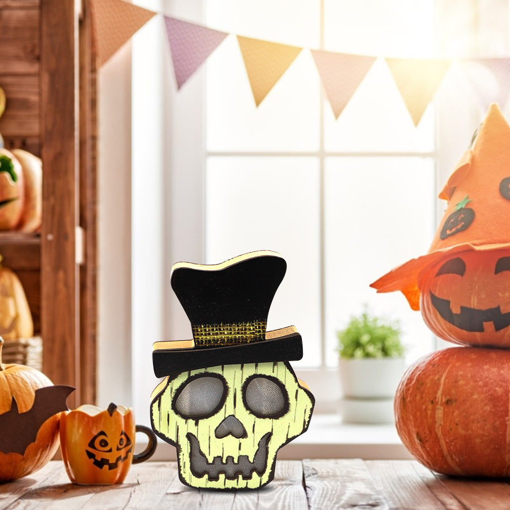 Creative Halloween Wooden Pumpkin Lamp